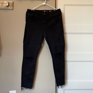 7 for all mankind black distressed jeans